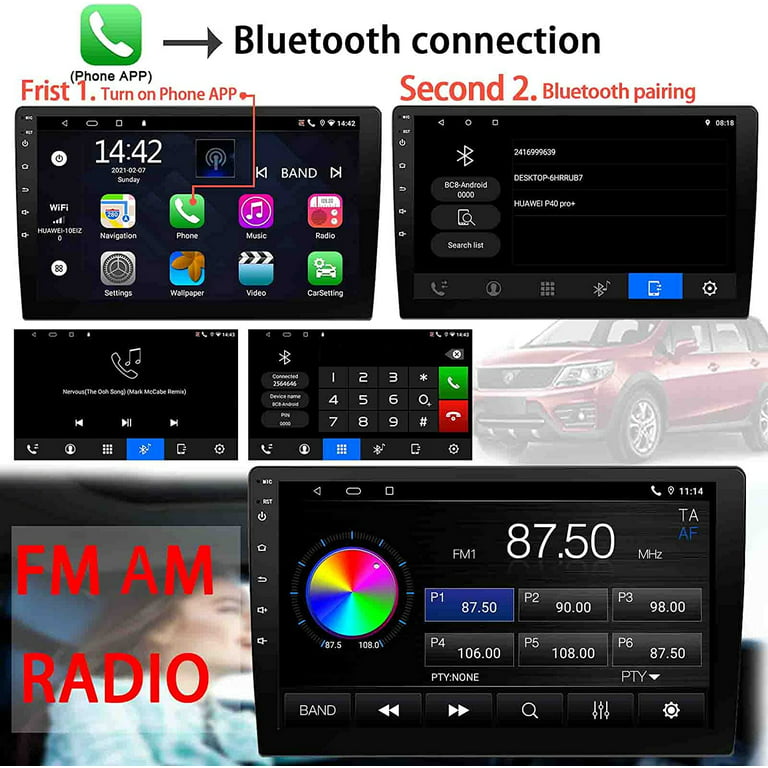 Binize Double Din Car Stereo Wireless CarPlay 10 Inch Android 10 Touch  Screen Car Radio Support Android Auto Mirrorlink,Bluetooth,GPS  Navi,AM,FM,EQ,SWC 