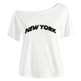 thumbnail image 3 of Tiijoy Girls Off The Shoulder Asymmetrical T-Shirt with New York Print, White, Sizes 8-9, 3 of 3