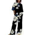 thumbnail image 2 of WCJM Off-White Summer Outfits For Women 2 Cotton Linen Set Oversized T Shirts Straight Leg Pant Plus Size Tracksuit, 2 of 5