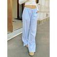 thumbnail image 4 of Women Y2k Striped Pants Stripes Print Straight Wide Leg Lounge Pants High Waist Drawstring Trousers Pajama Pants, 4 of 7