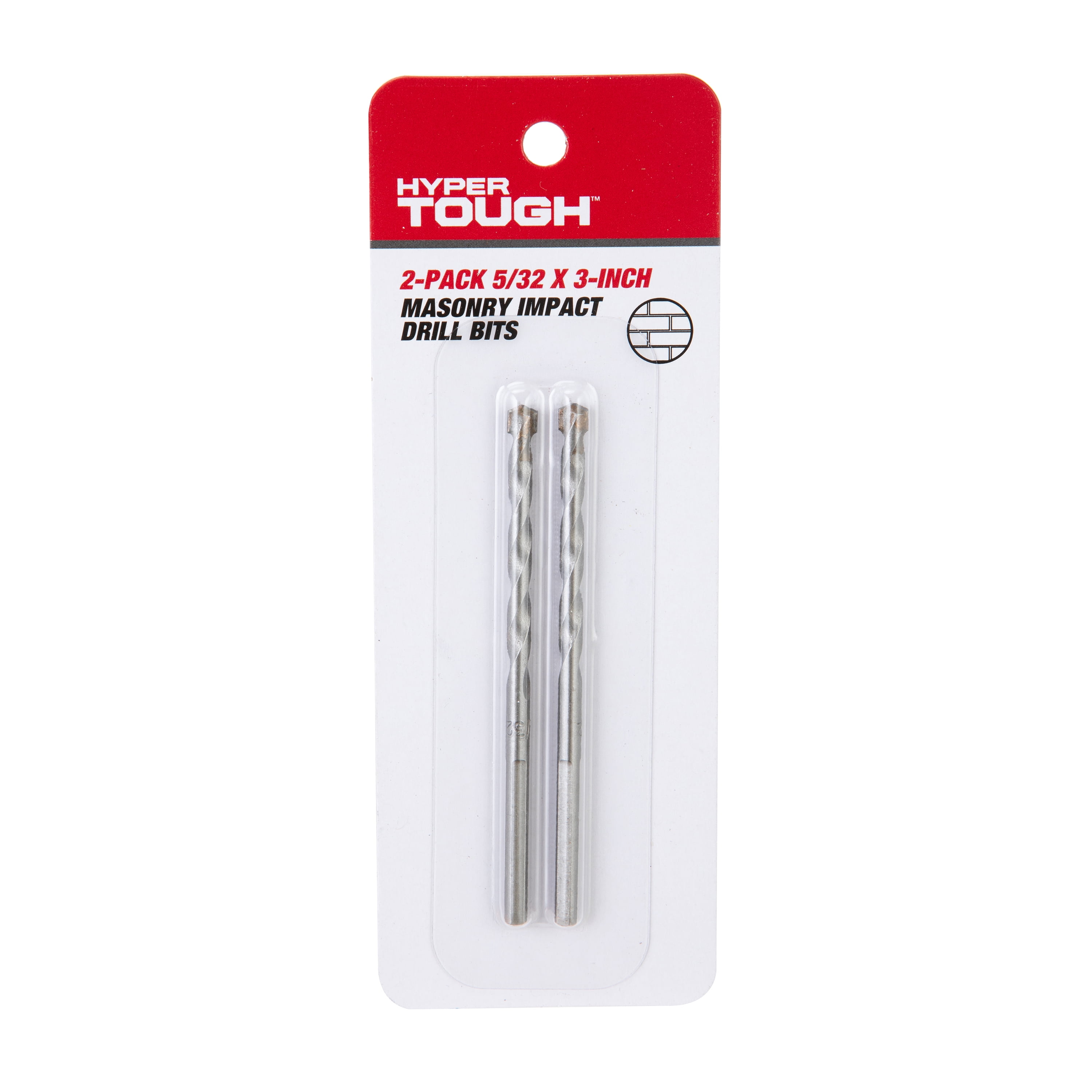 Hyper Tough 2 Piece 5/32" Masonry Drill Bit Set with Carbide Tips