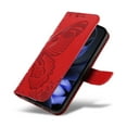 thumbnail image 4 of ELEHOLD Wallet Case for iPhone 17, Butterfly Embossed Phone Case with Kickstand and Card Slots, Shockproof Leather Cover with Wrist Strap,Red, 4 of 6