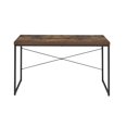 thumbnail image 3 of GZXS Vintage Rustic Writing Desk with Metal Sled Legs and X-Back Support, 47" Wood Top Computer Table for Home Office or Study – Weathered Oak Finish, 3 of 7