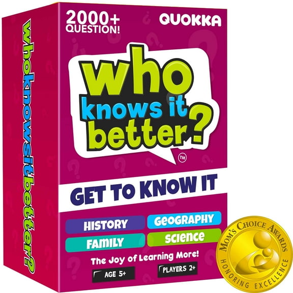 QUOKKA 4 in 1 Who Knows Better - Family Card Board Game for Kids 5 7 8 11 - Fun & Educational Quiz