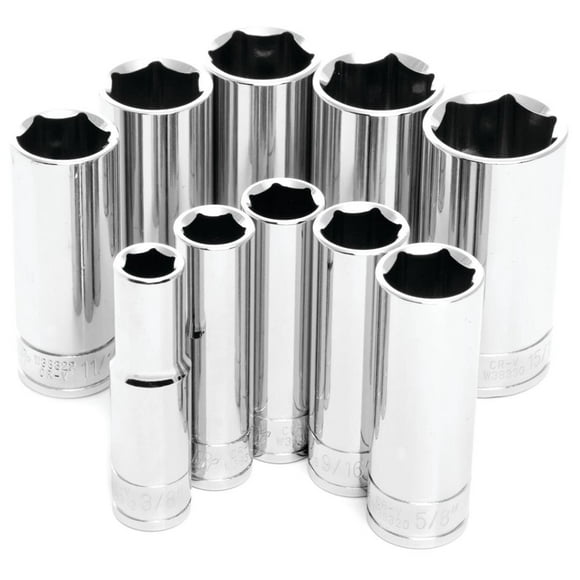 Performance Tool W38300 3/8" Drive 10 Piece Sae Deep Socket Set