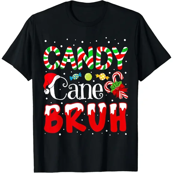 Sweet Cane Bruh Celebration Love Candy Boys Girls Kids Holiday Unisex T-Shirt, up to Size 5XL