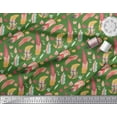 thumbnail image 2 of Soimoi Green Poly Georgette Fabric Artistic Feather Printed Fabric 1 Yard 42 Inch Wide, 2 of 3