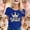 Blue, variant on Womens T Shirts Casual With Bride Logo Letter Print Round Neck Short Sleeve Top Everyday Wear Tshirts