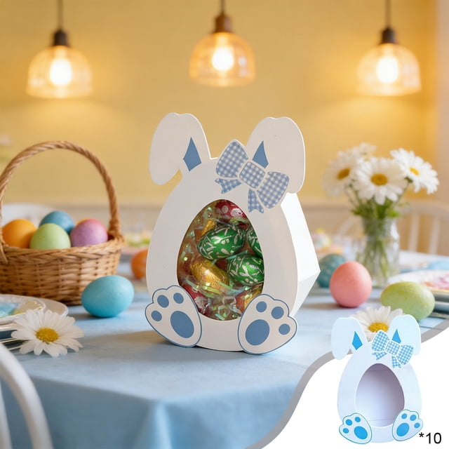 Cartones de huevos de conejito decorados de Pascua, cajas de huevos, envoltorios de dulces, suministros para fiestas, 10 cajas de embalaje de papel