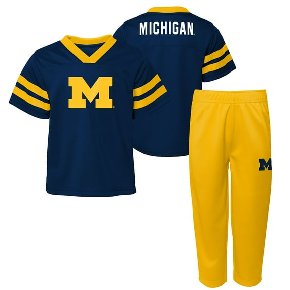 Toddler Outerstuff Navy/Maize Michigan Wolverines Red Zone Two-Piece V-Neck Top and Pants Set
