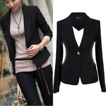 Fashion Womens Coat Slim Office Ladies Blazer Leisure New One Button Jacket Suit