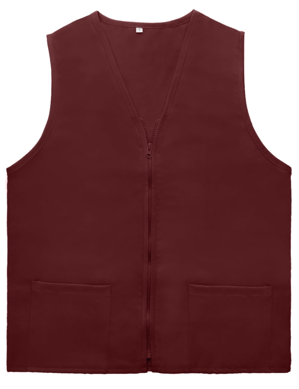 TOPTIE 5 Pack Volunteer Vest Waiter Bartender Work Uniform, Supermarket Clerk Workwear-Burgundy-2XL
