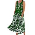 thumbnail image 2 of Women's Linen Dresses Casual Loose Crew Neck Summer Dress Sleeveless Tank Dress Print T Shirt Dress Sundress Boho Dress Flowy Baggy Summer Beach Dress Long Tunic Dress Green S, 2 of 5