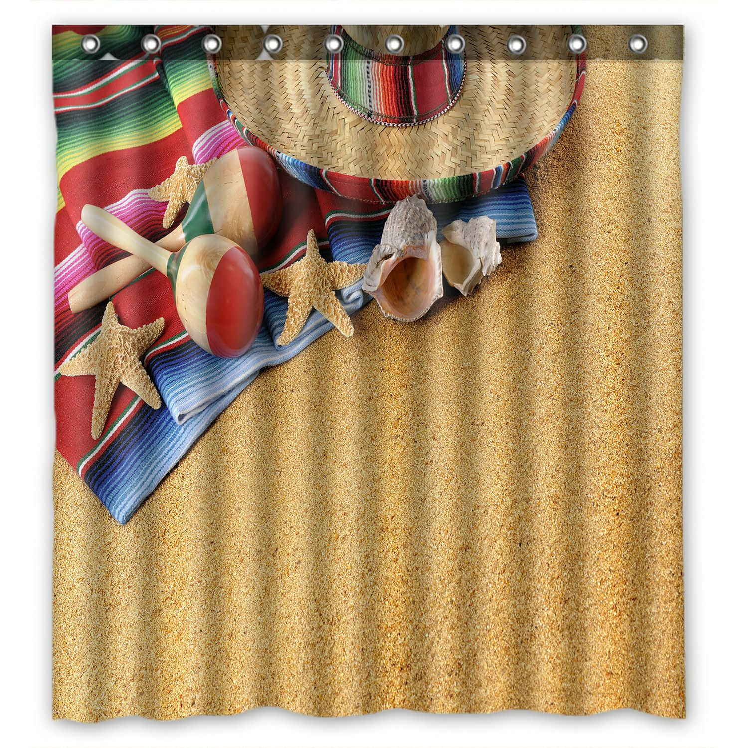 ABPHQTO Beach Sombrero Straw Hat Serape Blanket Starfish Seashells Maracas Nursing  Cover Baby Breastfeeding Infant Feeding Cover Baby Car Seat Cover Infant  Stroller Cover Carseat Canopy Breathable 