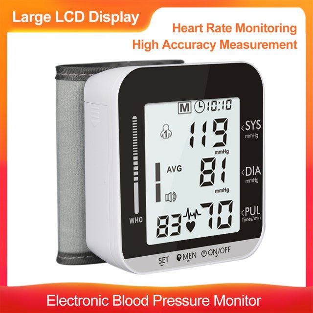 Monitor de Presión Arterial de Muñeca Automático y Compacto, Pantalla Grande LCD, Sin Voz en Inglés, Diseño Cómodo, Ideal para Uso Doméstico, Sin Pilas Incluidas.