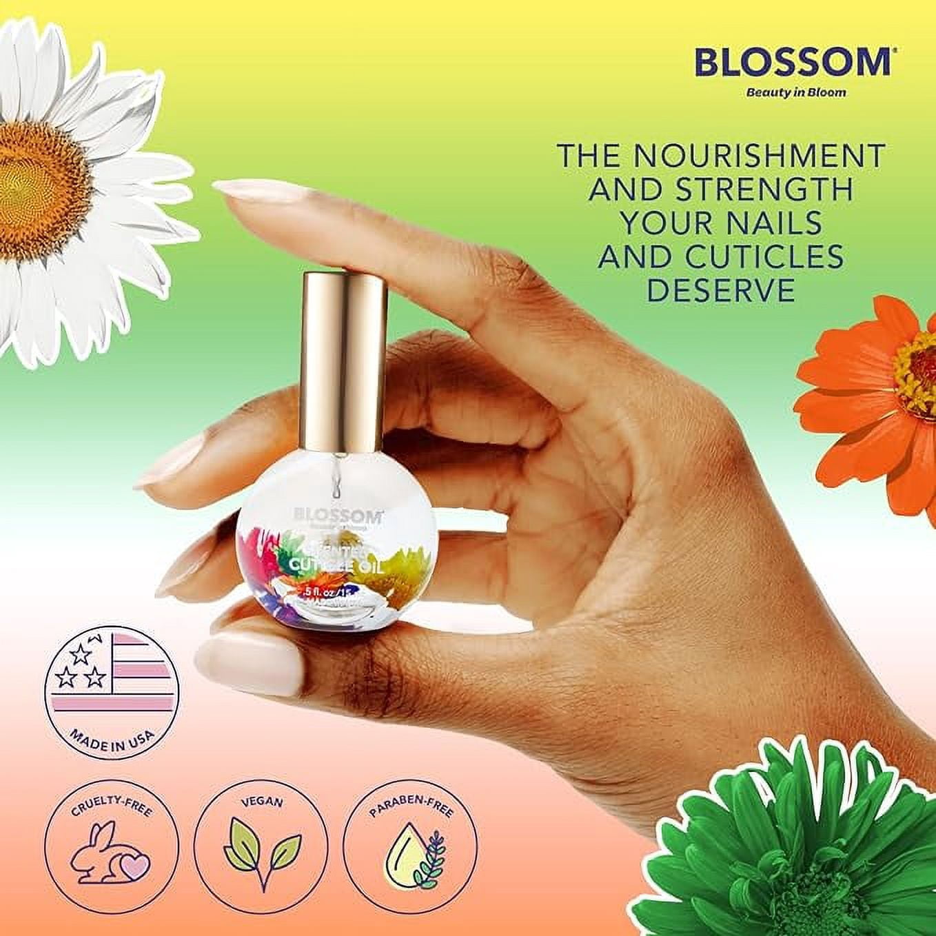 Blossom Hydrating, Moisturizing, Strengthening, Scented Cuticle Oil, Infused with Real Flowers, 0.42 fl. oz, Mandarin Orange