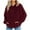 Wine, variant on Fesfesfes Fashion Women Flannel Shirt Zipper V-Neck Pullover Tops Long Sleeve Hooded Blouse Sweatshirt Under $10