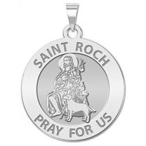 Saint Roch Religious Medal - 2/3 inch Size of Dime, Sterling Silver