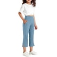 thumbnail image 5 of Gfyviroh Girls Stretch Capris Solid Side Slit High Waist Cropped Trousers Comfy Yoga Capri Pants for Big Kids, 5 of 8