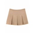 thumbnail image 3 of Khaki Pleated Mini Skirt High Waist A-Line Casual Streetwear Womens Skirt, 3 of 6