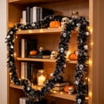 thumbnail image 2 of 9.2Ft Halloween Tinsel Garland with Bat Cutouts, Spooky Metallic Tinsel Vine for Fireplace Mantel, Stair Railing, Wall Backdrop, Haunted House, Indoor Outdoor Halloween Party Home Decor Decorations, 2 of 7