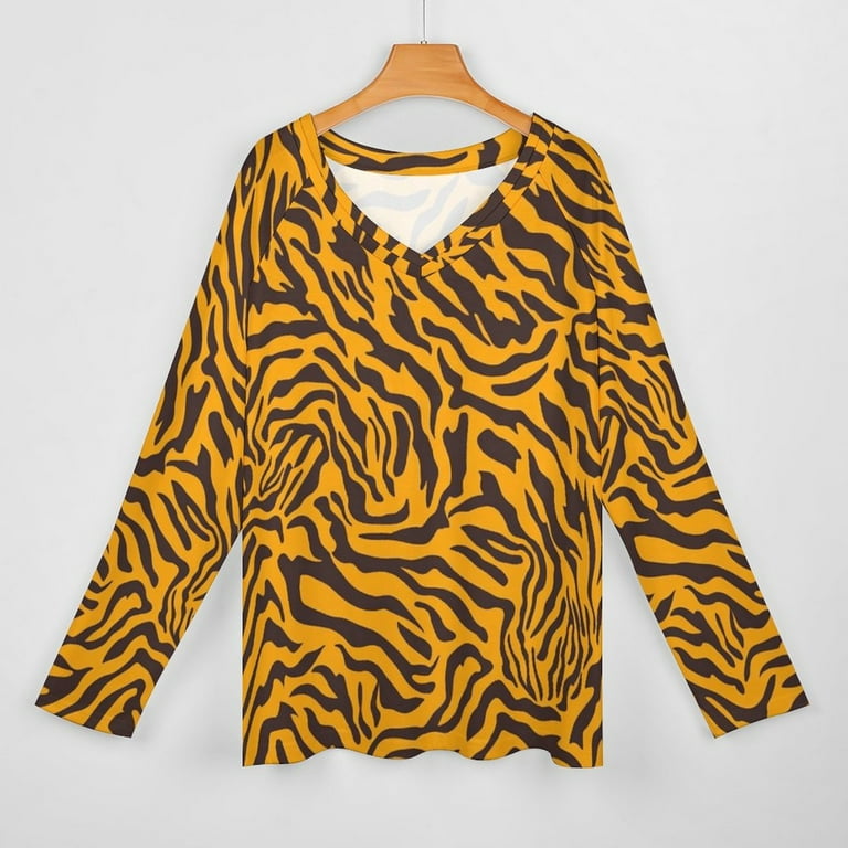 LYWC Tiger Stripes-1069 Long Sleeve Shirts For Women