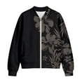 thumbnail image 4 of COEQINE Women's Bomber Jacket Full Zip Loose Fit Blazer Jackets Long Sleeve Cropped Motorcycle Coat Streetwear with Pockets, 2025 Fall Winter Outfits, Medium, Tropical Hibiscus Floral, 4 of 7
