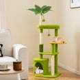 thumbnail image 2 of Gymax Cute Cat Tree for Adult Cats w/Artificial Leaves Condo Padded Perch Pompoms, 2 of 10