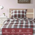 thumbnail image 3 of Comfort Spaces-sábanas de franela de algodón, transpirables, cálidas y profundas, con funda de almohada, ropa de cama doble a cuadros escoceses, color rojo, 3 piezas, 3 of 8