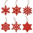 thumbnail image 1 of 6Pcs White Red Wooden Snowflakes Christmas Pendant Ornaments For Tree Hanging, 1 of 6