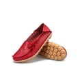 thumbnail image 4 of Woobling Chaussures Bateau pour Femmes à Bout Rond Ballerines Mocassins Antidérapants de Conduite Décontractés à Enfiler en Cuir Rouge 9, 4 of 9