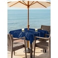 thumbnail image 3 of Outdoor Tablecloths with Umbrella Hole & Zipper, Navy Blue Flowers 60x60 Inch Square Tablecloths, Rustic Abstract Floral Simple Art Waterproof Table Cloth, Patio/Pool/Picnic Table Covers, 3 of 8