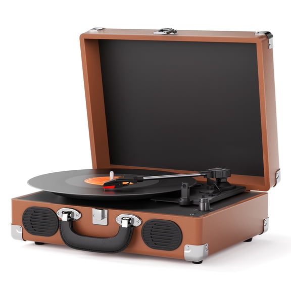 Sunspire S100 Vintage Turntable Record Player with Built-in Stereo Speaker & Belt-Driven Turntable - 3-Speed (33/45/78 RPM), AUX/Headphone Outputs, Compact Design - for Home, Parties,