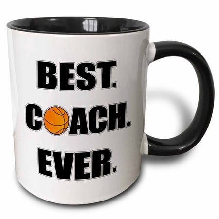3dRose Basketball Best Coach Ever - Two Tone Black Mug,