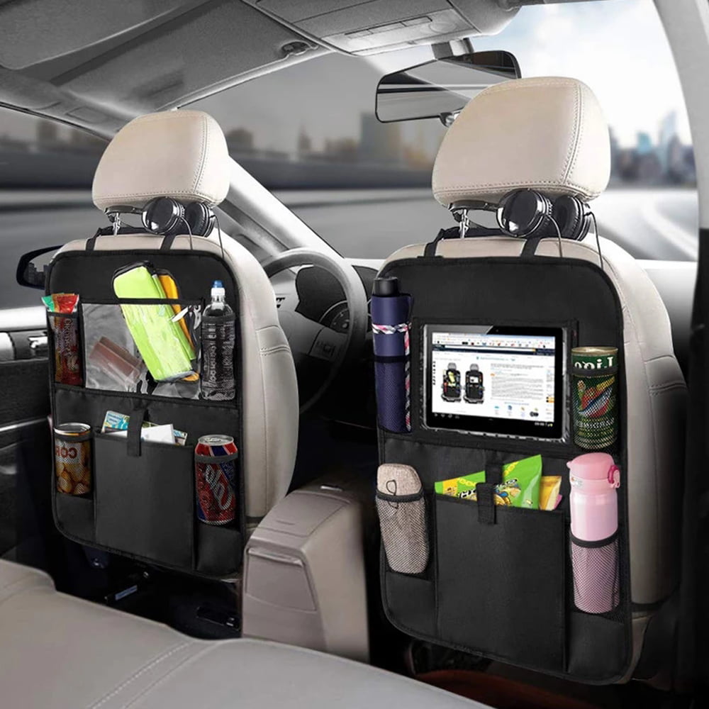 5 Pocket Storage Car Seat Back Organizer Kick Mat Protector Kick Mats Car Back Seat Organizer with 10.5inch Tablet Holder 