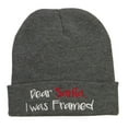 thumbnail image 5 of Dear Santa I was Framed Embroidered Beanie - Dk Grey OSFM, 5 of 5