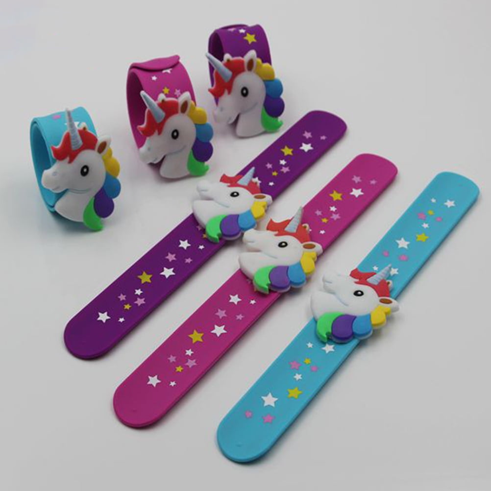8pcs Unicorn Slap Bracelets Silicone Snap On Wristbands Novelty