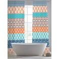 thumbnail image 3 of Geometric Bohemia Sheer Curtains 84 inches Long 2 Panels Set Stripes Orange Turquoise and Blue Tiers Sheers Rod Pocket Small Window Short Curtains for Kitchen Cafe, Each 52" W x 84" L, 3 of 7
