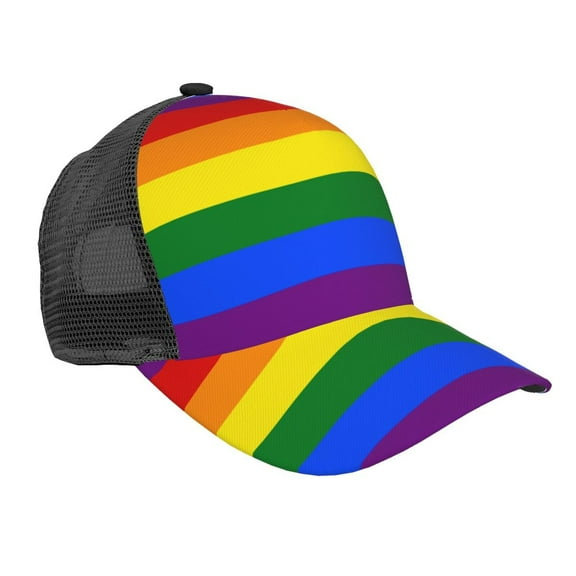 Curved Trucker Hat Rainbow Flag Adjustable Mesh Back Baseball Snapback Cap For Men