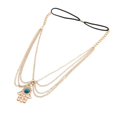 thumbnail image 4 of Cinta para la cabeza Hamsa Hand of Fatima Turquoise Tassel Chain, 4 of 7