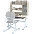 thumbnail image 1 of Qaba Kids Desk and Chair Set with Adjustable Height, Tilting Desktop, Grey, 1 of 10