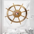 thumbnail image 1 of Vintage Tapestry, Wooden Steering Wheel Image of Pirate Skull Seaman Lifestyle Ocean Inspired, Fabric Wall Hanging Decor for Bedroom Living Room Dorm, 5 Sizes, Brown Black, by Ambesonne, 1 of 1