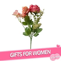 AYktou 12.6" Fake Roses Artificial Flowers Silk Pink Roses Wedding Bouquet for Wedding Decorations Bridal Shower Centerpieces Floral Party Photography Props,Mother's Day Gift