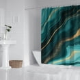 thumbnail image 2 of Teal Gold Marble Pattern Shower Curtain 84"x72" ,Bathroom Decorative Shower Curtains Set with 12 Hooks,Modern Waterproof Washable Shower Curtain, 2 of 6
