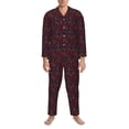thumbnail image 3 of Salouo Music Print Button-Front Long Sleeve Pajama Set for Men, Soft 2Pjs Men's Long Sleeve Sleepwear-Large, 3 of 7