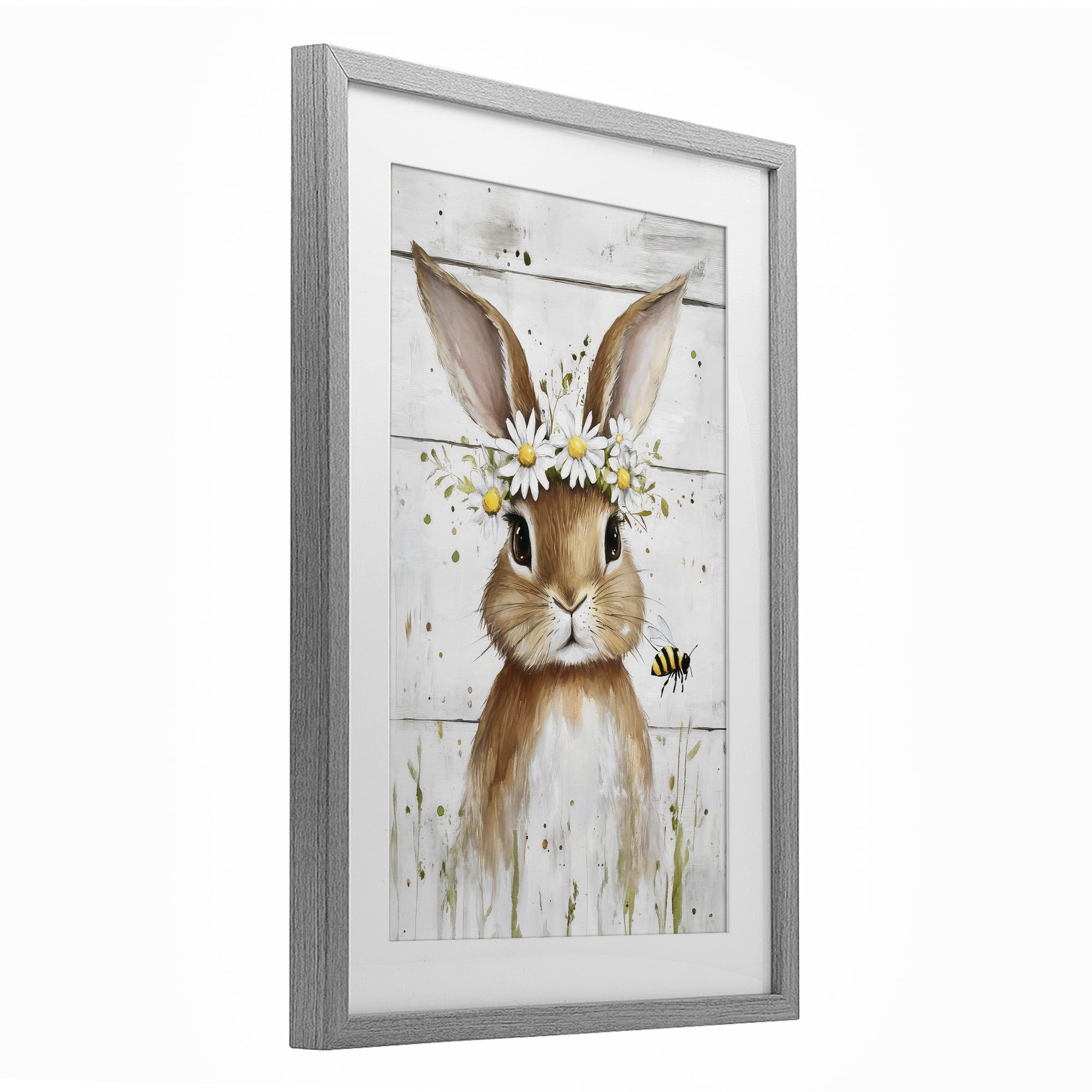 Stupell Industries The Bunny & The Bee Gray Framed Print Under Glass, design by Tina LeCour