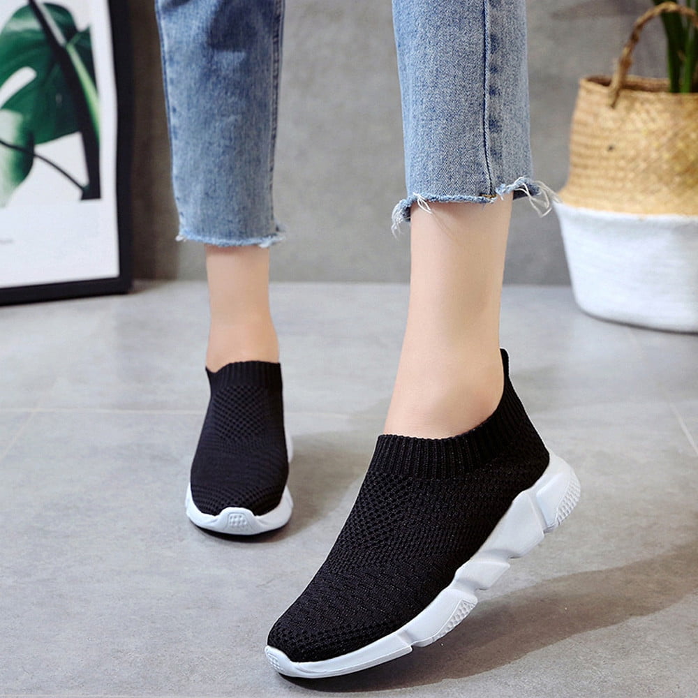 Women Outdoor Mesh Shoes Casual Slip On Comfortable Soles Running Sports Shoes 