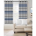 thumbnail image 2 of Navy Blue Grey Striped Blackout Curtains 84 Inches Long for Bedroom, Horizontal Lines Simple Minimalist Thermal Insulated Room Darkening Black Out Window Curtain Panels Grommet Drapes for Living Room, 2 of 8