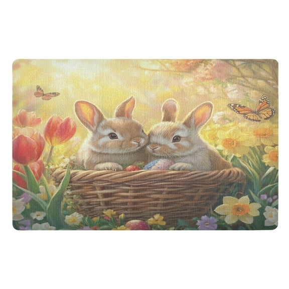 BZSMCE Floor Mats 32x20in Rabbit on Easter Basket Creativity Doormats