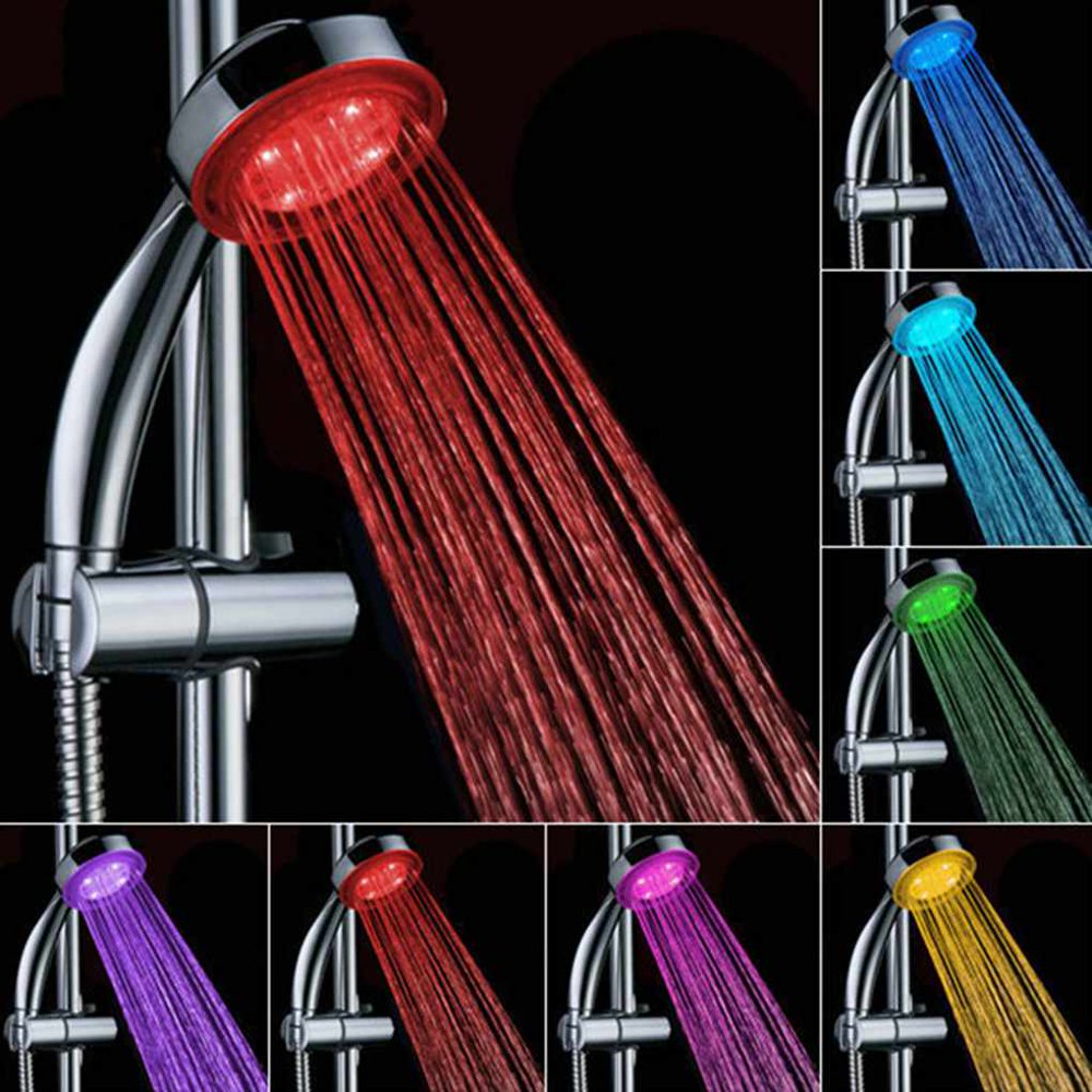 7 Color Automatic Changing LED Lights Shower Head Handheld Romantic RC